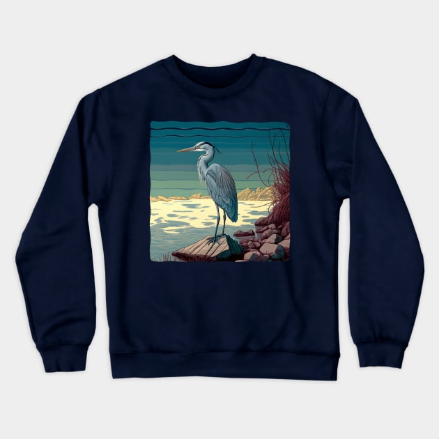 Great Blue Heron Crewneck Sweatshirt by Sunshine-thru-the-tees